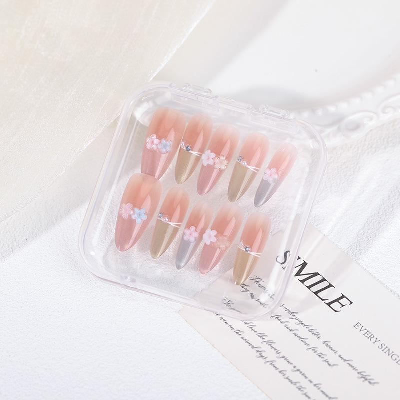 2026 Korean Style Cat Manicure: Medium-Long Wearable Nail Tips, Handmade & Detachable