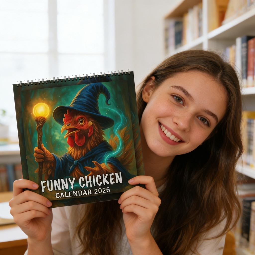 Funny Chicken Calendar, 2026 Plan, Fun Paper Calendar, Fun Animal Calendar For Gifts For Adults And Children