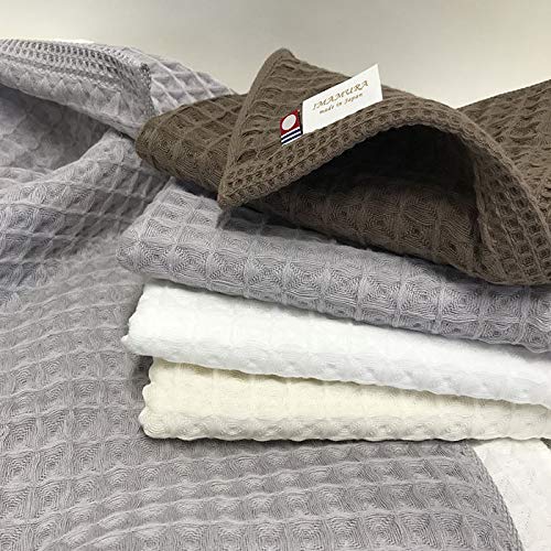 Imabari Face Towels, 5-Piece Set, Waffle Weave, Off-White, 35x85cm