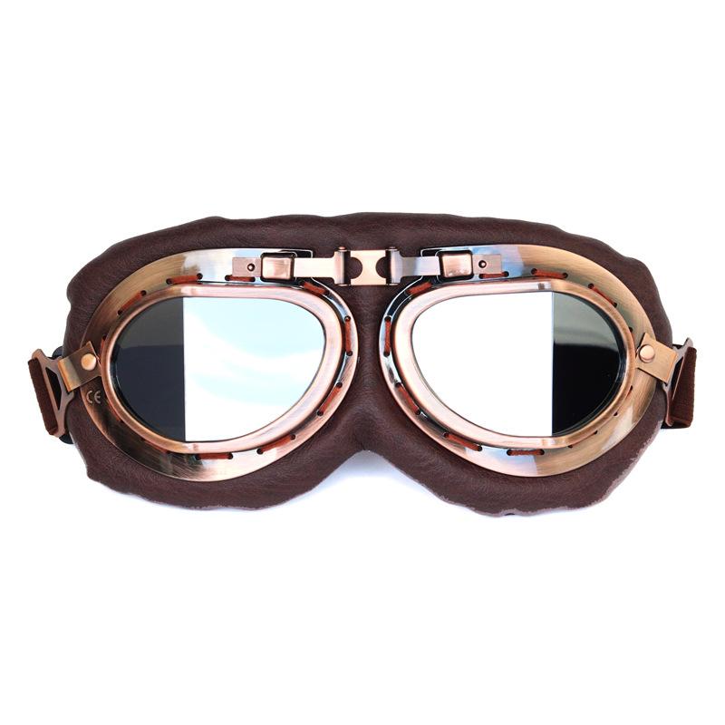 Round Frame Fashion Harley Riding Goggles Motorcycle Electric Vehicle Windproof Dustproof Glasses Retro Harley Goggles Silver piece