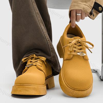 Mode 2025 Neue Herren Retro Derby PU Schuhe Stil Dicke Sohle Bequem Rutschfest Mode Schnürschuhe Lässige Sportliche Klobige Sneaker für Herren