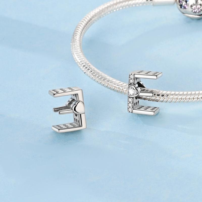 Fit Original Bracelet Bead Copper Heart Shape Zircon A-Z Letter Charms Beads For Women Jewelry Making Gift