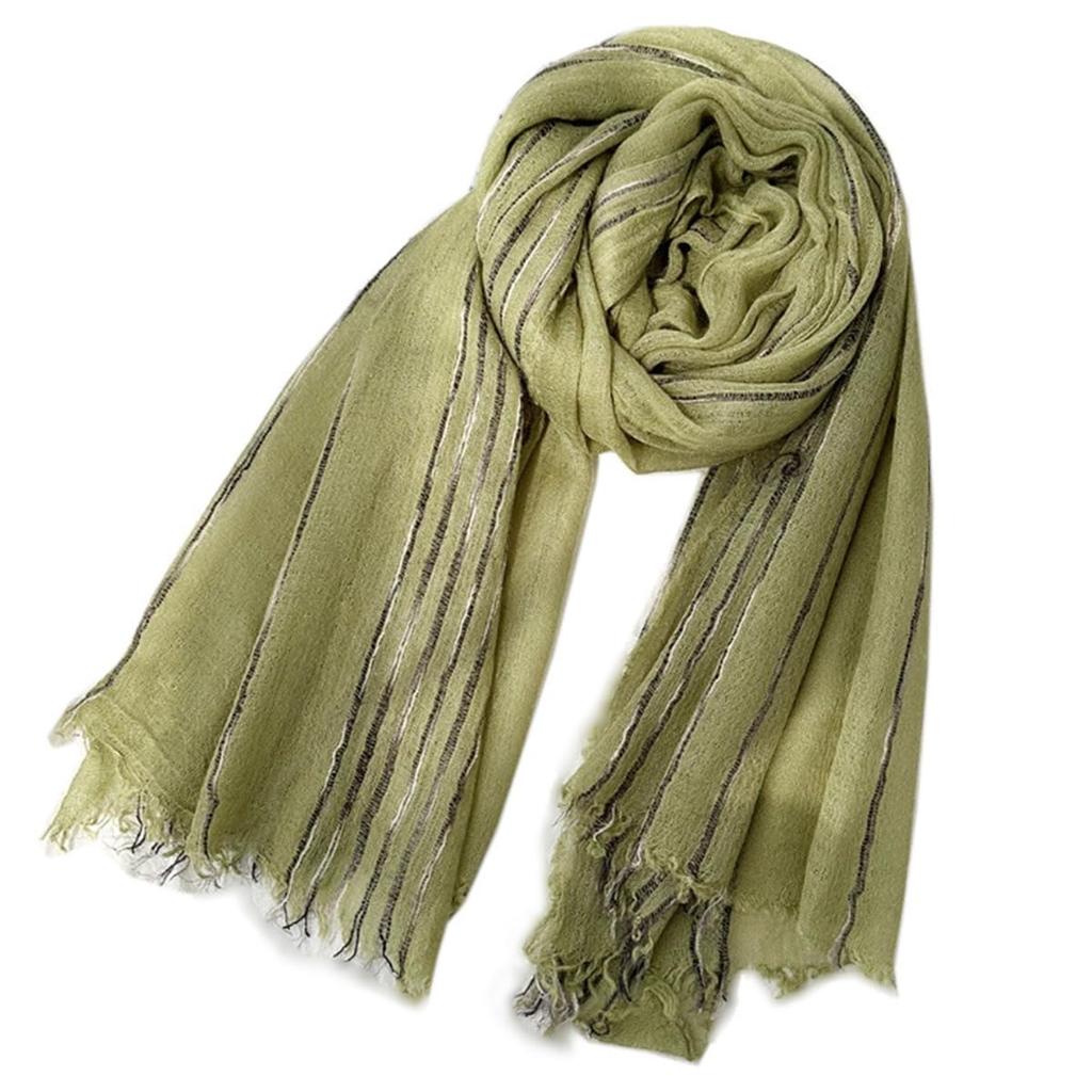 Eternal Leaf Large Glitter Stole with Stripes and Gauze FT25215 Moss Men's Lines, Stole, (05. Green)