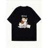 Niedliches Katzen-Print T-Shirt Weiß Miau Katzen und Pfoten Design für Freizeitkleidung