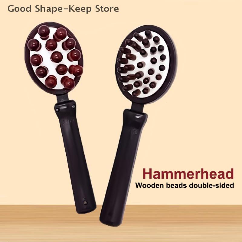 1PC 3 In 1 Relief Stress Massager Massage Hammer Stick Knock Scratcher Body Massage Relaxation Tool 37 Beads Point Gua Sha Stick