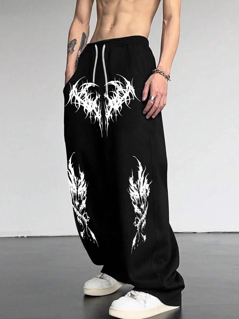 Y2K Gothic Lace-up Wide Leg Sweatpants: Unisex, Loose & Slimming