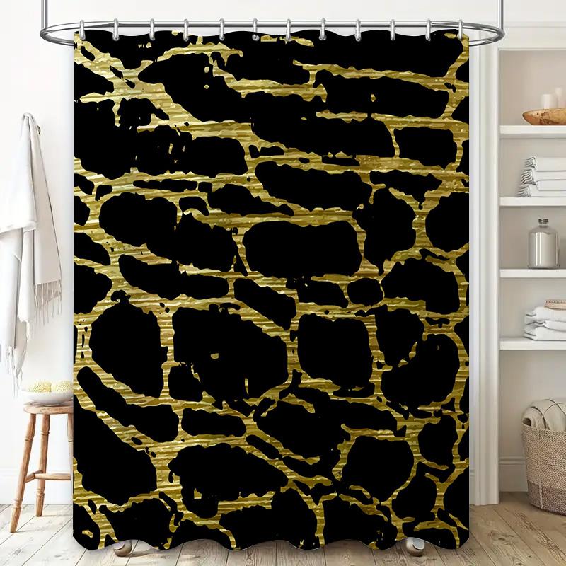 Luxury Black Gold Foil Shower Curtain Waterproof Home Decor Waterproof Bathtub Liner