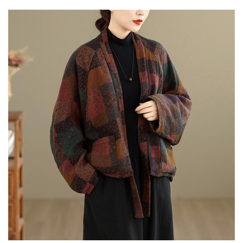 DIMANAF Nouveau Manteau Automne Hiver Grande Taille Femme Vestes Basiques Manches Longues Vêtements d'Extérieur Amples Décontractés Vintage
