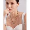 Yhpup Luxury Bling Green Cubic Zirconia Pendant Natural Pearl Stone Chain Necklace Fashion Stainless Steel Handmade Jewelry