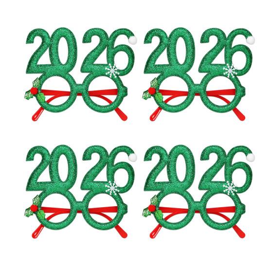 4ks Čelenka s ozdobou vločky, třpytivé číslo 2026, vlasová obruč, brýle, slavnostní vánoční párty doplněk