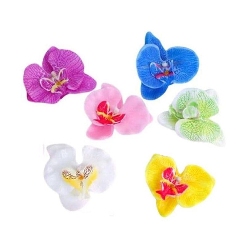 6Pcs/set Artificial Silk Phalaenopsis Orchid Heads Fake Phalaenopsis Floral for Home Room Wedding Decor DIY Photography Props 6Pcs