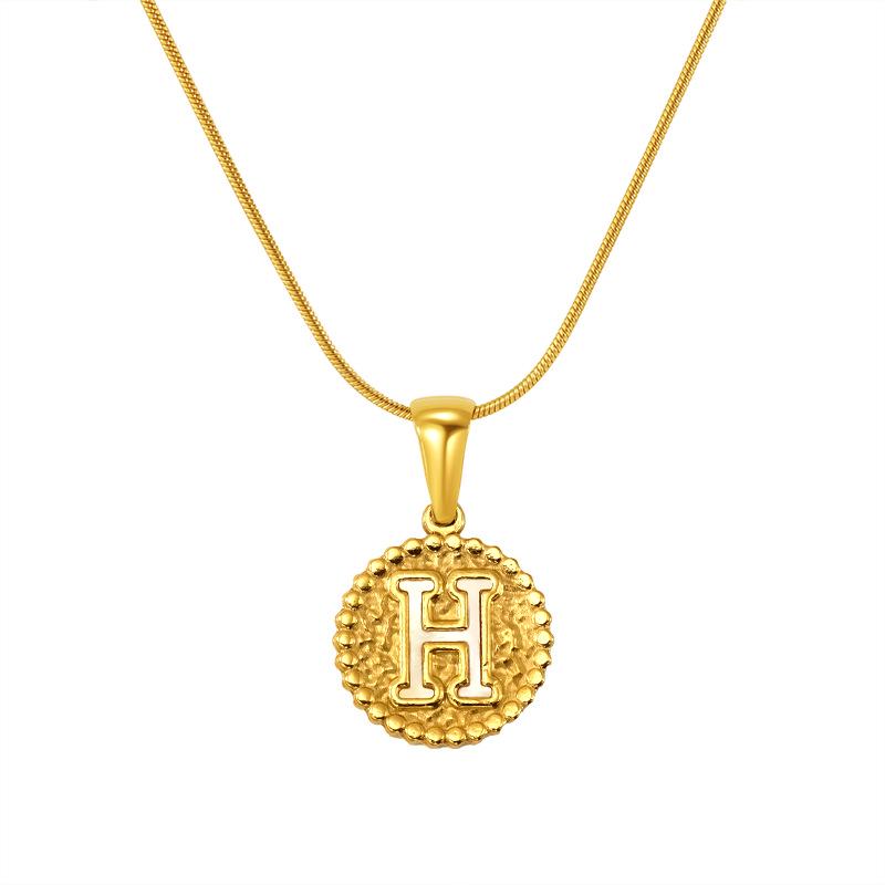 European and American Stainless Steel Letter Necklace for Women - Versatile Titanium Steel Hammered Pendant Jewelry Fashion