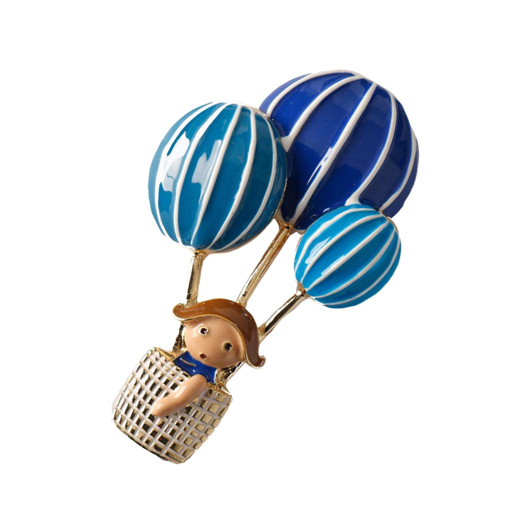 Cartoon Hot Air Balloon Brooch With Little Girl Lightweight Alloy Pin Decorative Accessories For Jackets Bags Hats