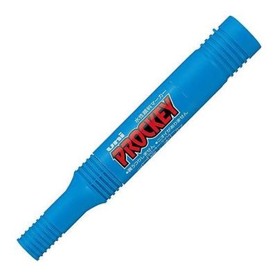 Mitsubishi Pencil Prockey Twin Water-Based Sign Pen, Fine + Broad Tip, Light Blue, PM150TR.8, Pack of 10. Writes On Paper Without Bleed-through,
