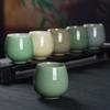 Longquan Celadon Ceramic Tea Cup - Handleless, Engravable, with Ice Crack Design for Home or Office Use