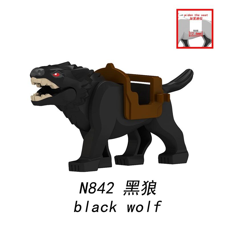 MOC Medieval Wolf Building Blocks Castle Army Knight Soldiers Figures Mount Animal Bricks Toys Gift DF004