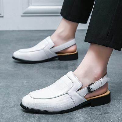 FashionSummer Breathable Mens Leather Sandals Business Office Dress Shoes Soft Sole Flat Bottom Slippers Designer Casual Shoes for Men