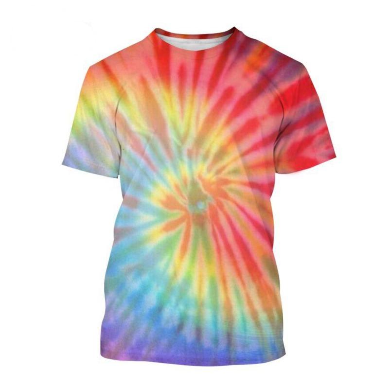 Gradiënt Tie Dye 3D Geprinte T-shirts Mannen Vrouwen Casual Mode Streetwear Oversized Korte Mouw T-shirt Mannen T-shirts Tops Kleding