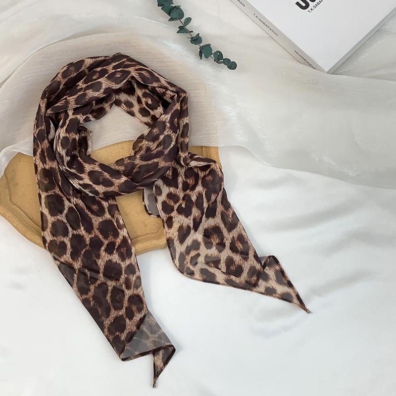 Long Silk Scarf Neck High-end Decorative Scarf Multi-functional Floral Headscarf Headband Hair Tie Waist Belt Streamer