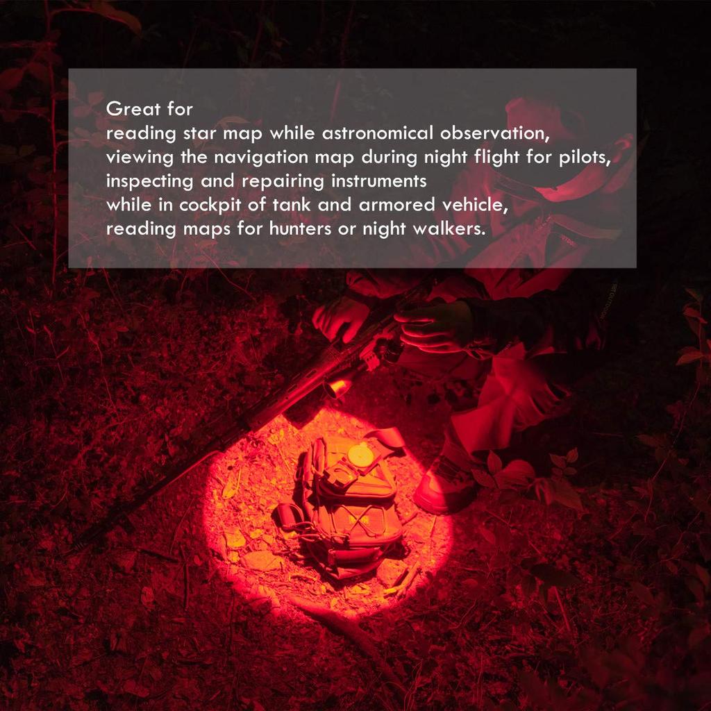 Weltool Red LED Flashlight with Uniform Beam and Dark Maintains Night Ideal for Viewing Maps and Stargazing in the Cockpit of a or Car M7-RD