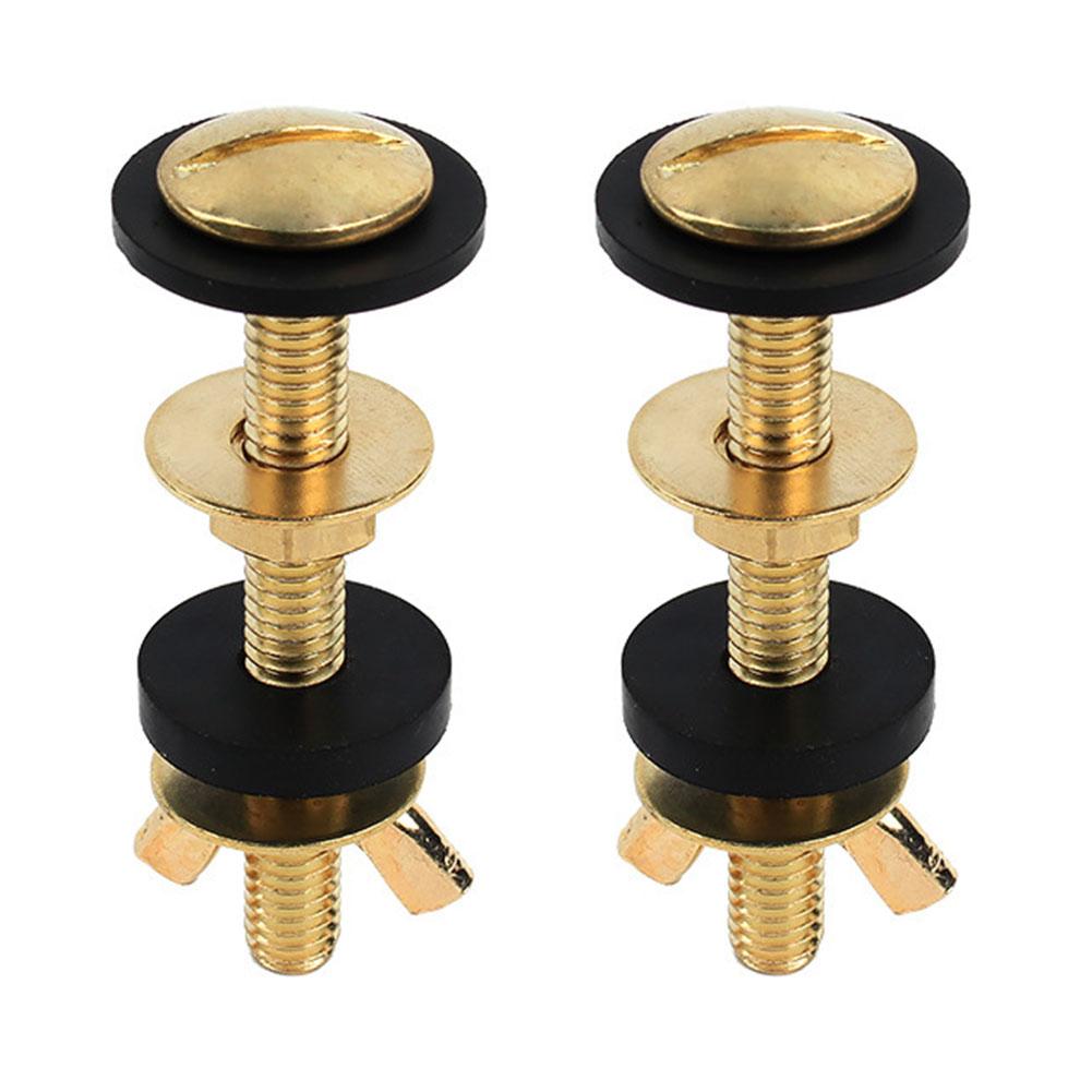2PCS Toilet Screws Water Tank Accessories Bathroom Toilet Tank Bolt Kit Fixed Installation Connection Copper Plated Screws