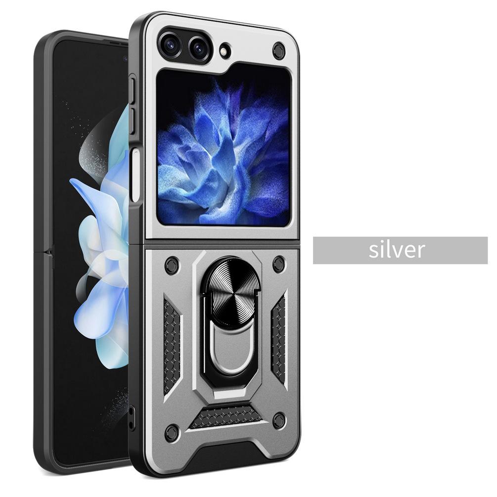 

Защитный чехол для камеры Samsung Z Flip 6 5 4 3 Galaxy Z Flip6 Flip 5 4 3 Armor Hybrid Ring Back Cover For Z Flip 3 серебряный