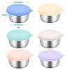 6 Pcs Leakproof Stainless Steel Dipping Sauce Cups Food Containers Reusable Salad Dressing Container Silicone Stretch Lids