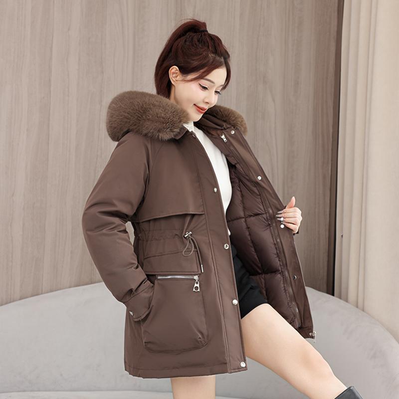 Autumn Winter Thicken Warm Parka Women Casual Sweety Solid Color Big Pocket Loose Hooded Coat Jackets Outwear