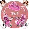 [PACZB] Puppenwagen 3 in 1 Korb, Buggy, Trage + Zubehör Z3333
