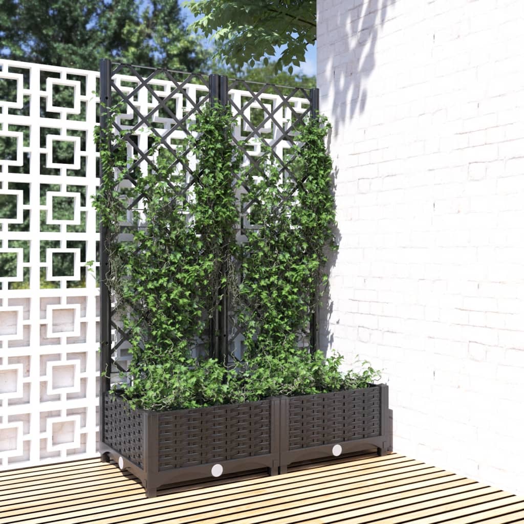 Vidaxl Garden Planter With Trellis, Black, 80X40X121.5 Cm, Pp