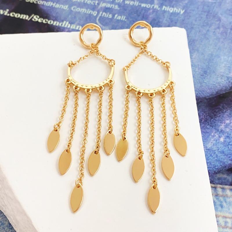 Meier High-end metallic sequin tassel earrings - statement accessories for women
