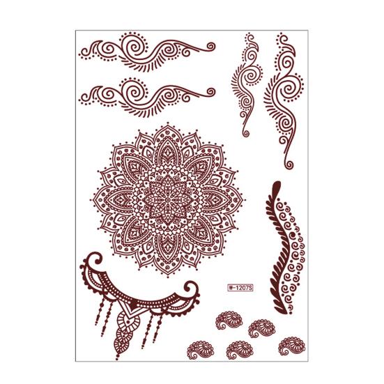 Red Henna Tattoo Kit, Waterproof Henna Tattoos Stickers, Temporary Tattoo Stickers for Women Wedding Party Festival Decorations A