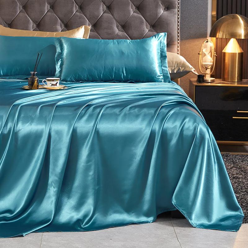 Flat Sheets Ice Silk Solid Skin-friendly Rayon Satin Modern Bedsheets Protective Universal Breathable Household Dormitory Bed