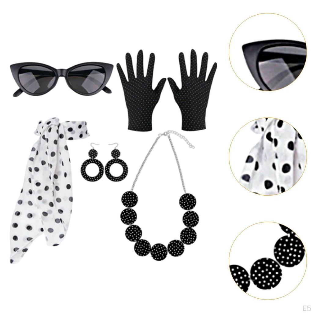1950S Women Costume Gloves Scarf Retro for Holiday Outfit Festival Props