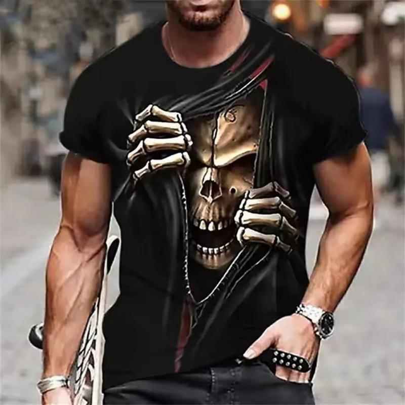 Men's 3D Printed T-Shirt Fashion  Style O-Neck Short-Sleeved Tops Skull Pattern Men's T-Shirt Oversized Tee Men's Clothing