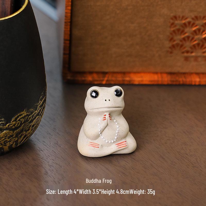 Ceramic Frog Calligraphy Pen Holder and Paperweight Set