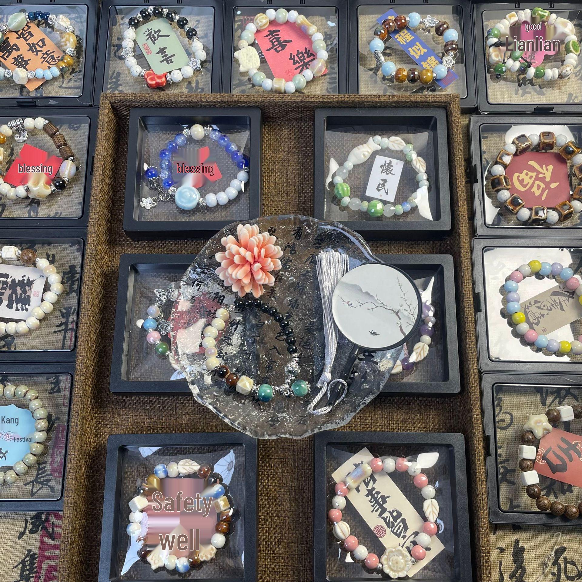 Jingdezhen Ceramic Bracelet - Chinese Style Night Market and Scenic Spot Accessory with 30-Day Return Guarantee