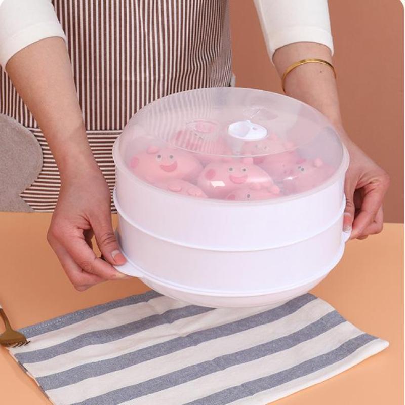 Plastic Steamer Microwave Oven Round Steamer With Lid Cookware Steamer Household Steamed Buns Kitchen Cooking Tools
