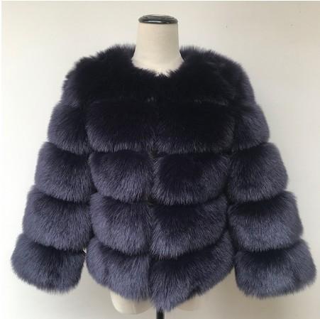 European and American manufacturers winter warm imitation fur jacket women's short fox hair splicing coat