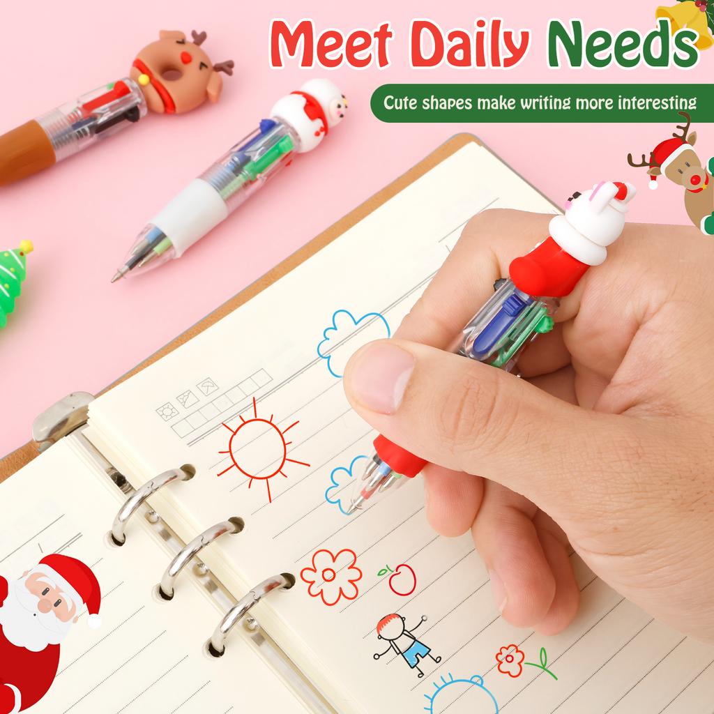 60Pcs Creative Mini Multicolor Pens Kawaii 4 In 1 Colors Ballpoint Pen Party Favors Christmas Gift for Student Friend Coworker