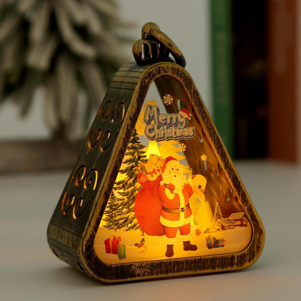 Vintage Christmas Lantern Night Light: Glowing Window & Desktop Ornament