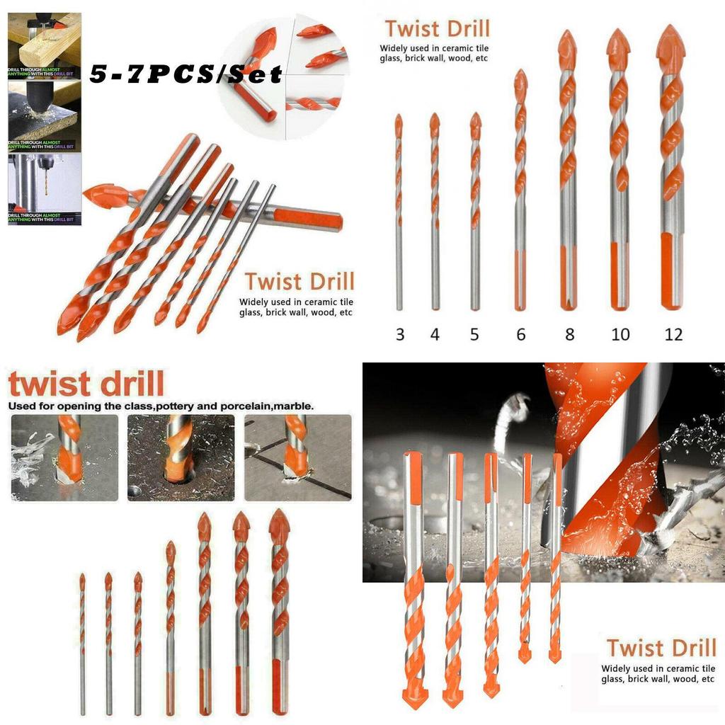 Set Innovativo di 5/7 Pz. Punte Multifunzione per Fori Precisi su Vetro e Ceramica