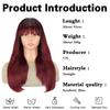 XINRAN Wig With Bangs Long Straight Wig Heat Resistant Synthetic Wig For Women Girls Daily Use Party Halloween Cosplay Wig