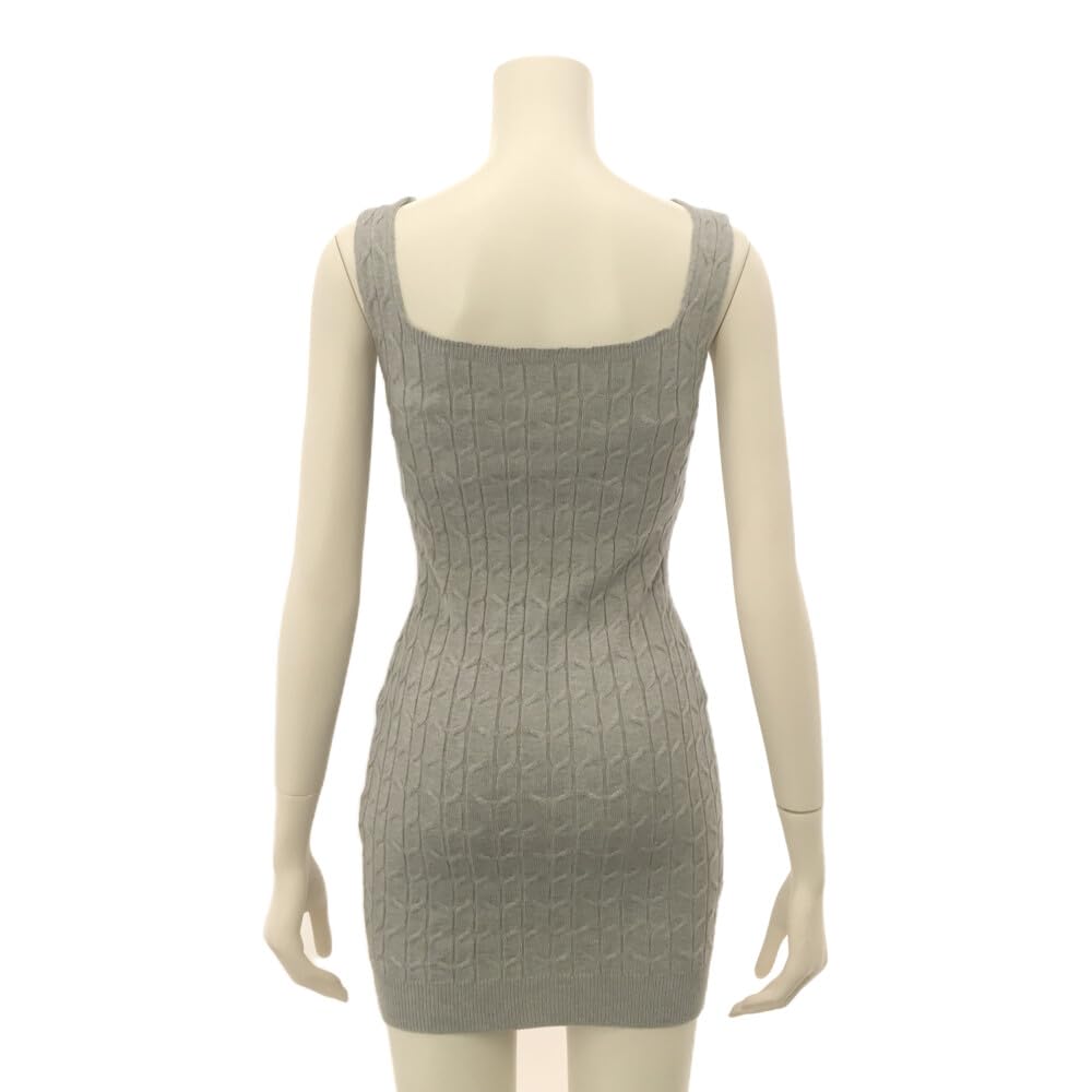 GRAXIA Cabaret Mini Knit Tight Square Cami One Size Fits Most Dress, Dress, Dress, Sleeveless, Fit, Neck, Casual, Dress, Stretchy, Women's, Gray,