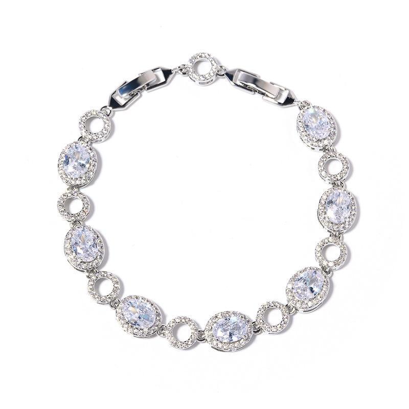 Popular Jewelry Accessories Color Zircon Jewelry Bracelet Brass Electroplated Platinum Jewelry