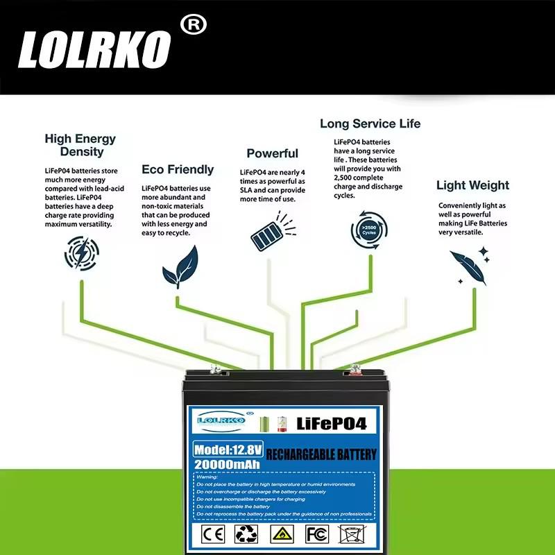 12V 20Ah LiFePO4 Wiederaufladbarer Akku mit BMS