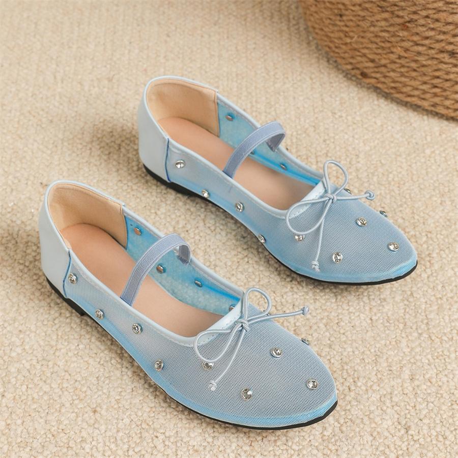 

Женские балетки с кристаллами, сетчатая обувь на плоской подошве, повседневные прогулочные лоферы, эспадрильи, женская танцевальная обувь с эластичной лентой 38