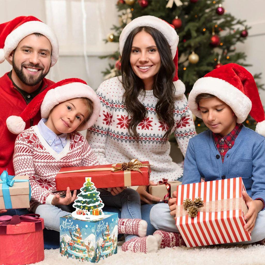 Blue Painted Hand Pattern Christmas Theme Gift Box Decoration Atmosphere Prop