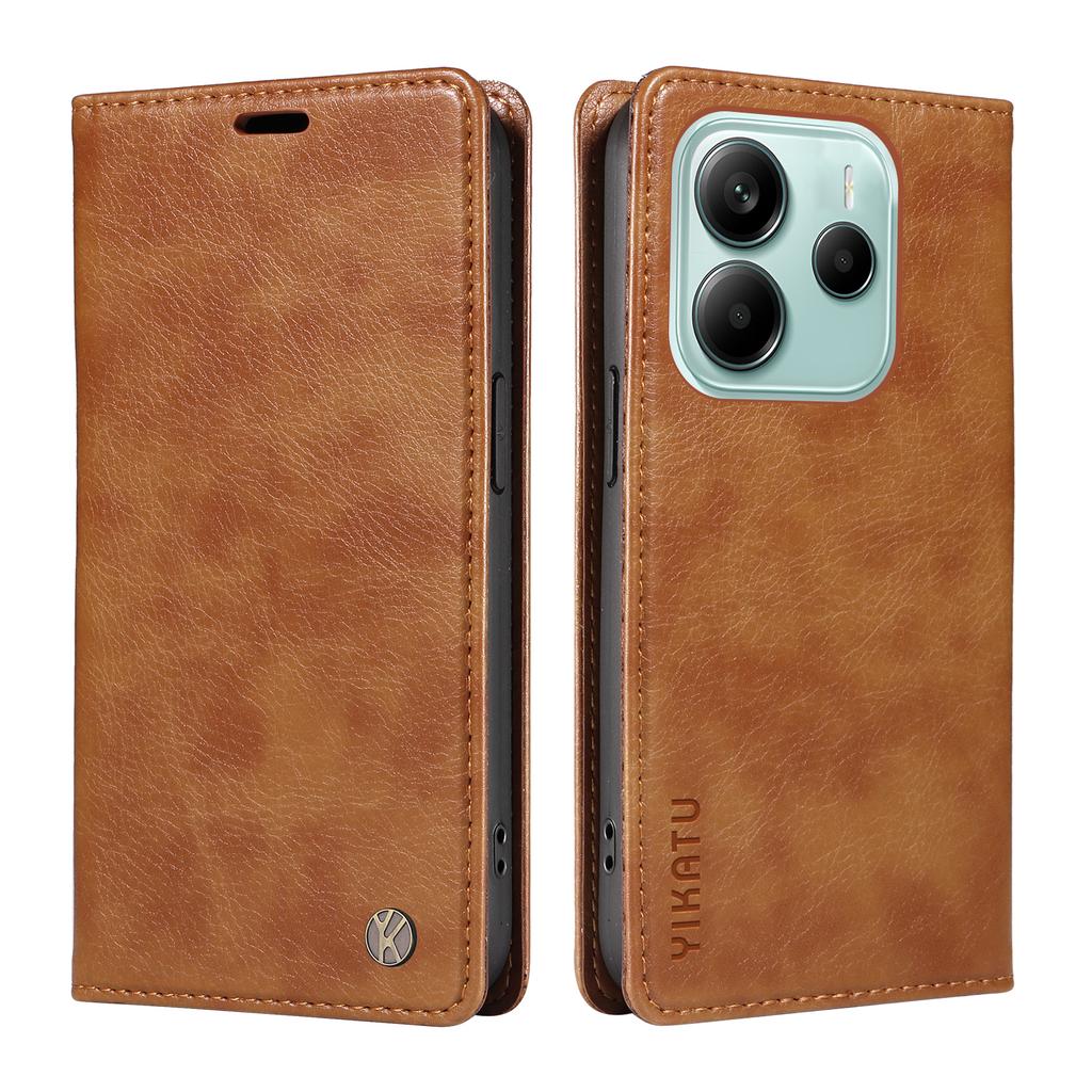 YIKATU YK-006 For Xiaomi Redmi Note 14 5G Case Magnetic Closure Leather Phone Cover Litchi Texture
