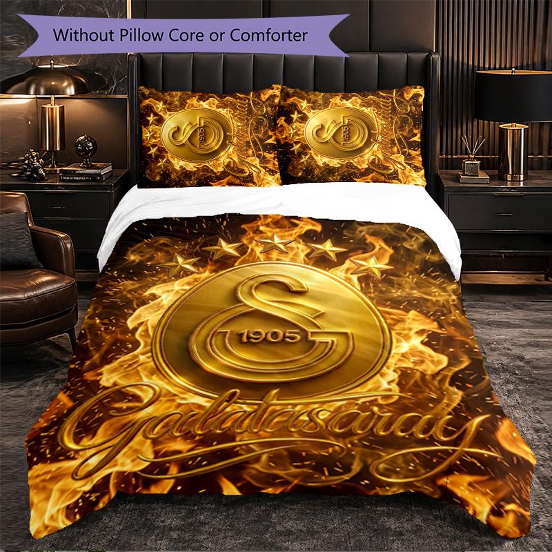 Biancheria da letto a tema Galatasaray FC Set 3 Pezzi Copripiumino Biancheria da letto decorativa per camera da letto per adolescenti Decorazione per la casa
